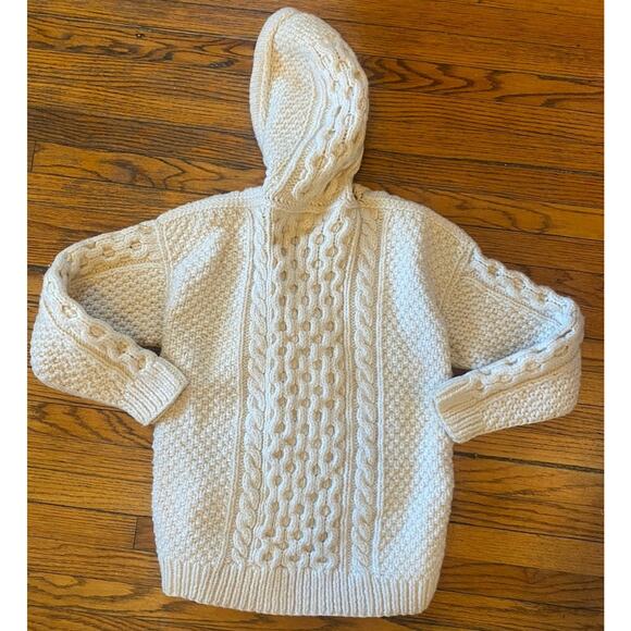 Ecuador Handknit Hooded Zip Cardigan Sweater Handmade Ivory Women’s Small - Picture 3 of 9